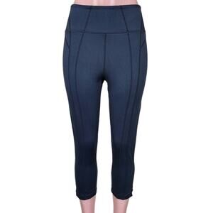Free People Stretchy Black Workout Yoga Capri Large Pants